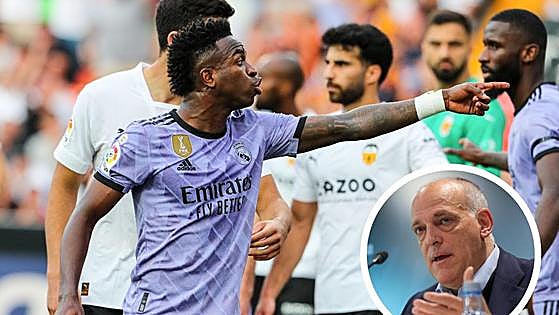 Los dardos de Vinicius contra Tebas tras los insultos en Mestalla: «El racismo es normal en LaLiga»