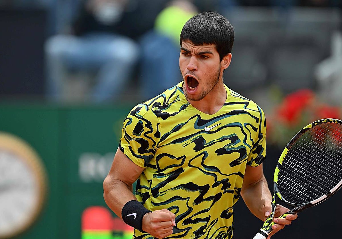 Carlos Alcaraz, durante un partido del Mutua Madrid Open