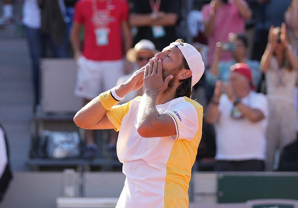 Lucas Pouille, durante su partido ante Rodionov
