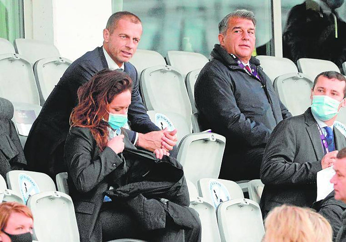 Ceferin y Laporta, en un partido en Gotemburgo en 2021