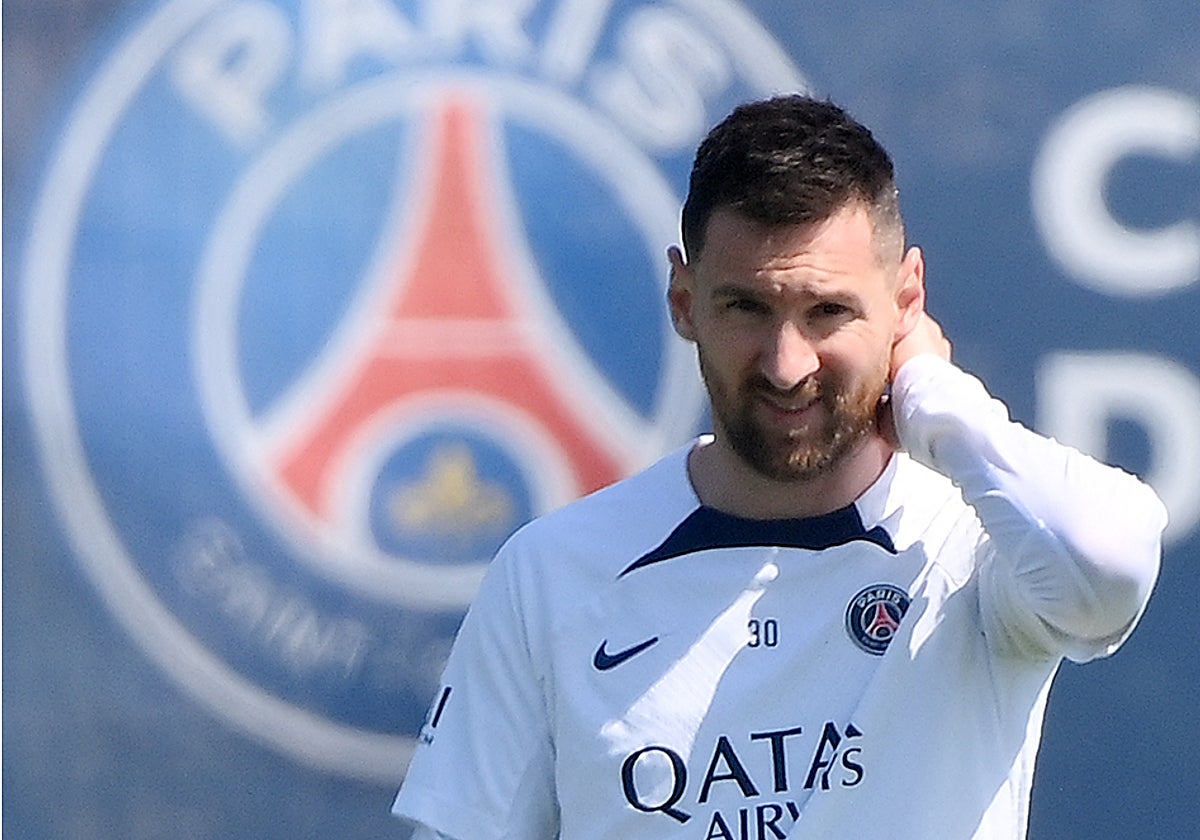 Messi, en un entrenamiento del PSG