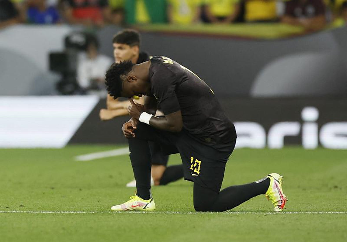 Vinicius, el sábado, en el partido contra el racismo
