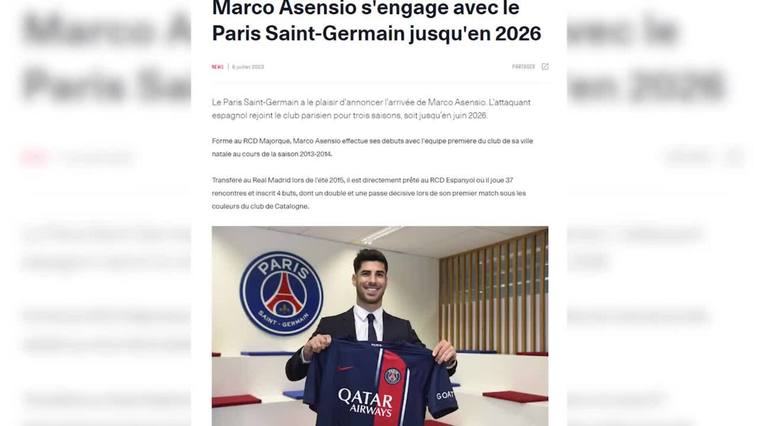Marco Asensio, nuevo futbolista del PSG hasta 2026