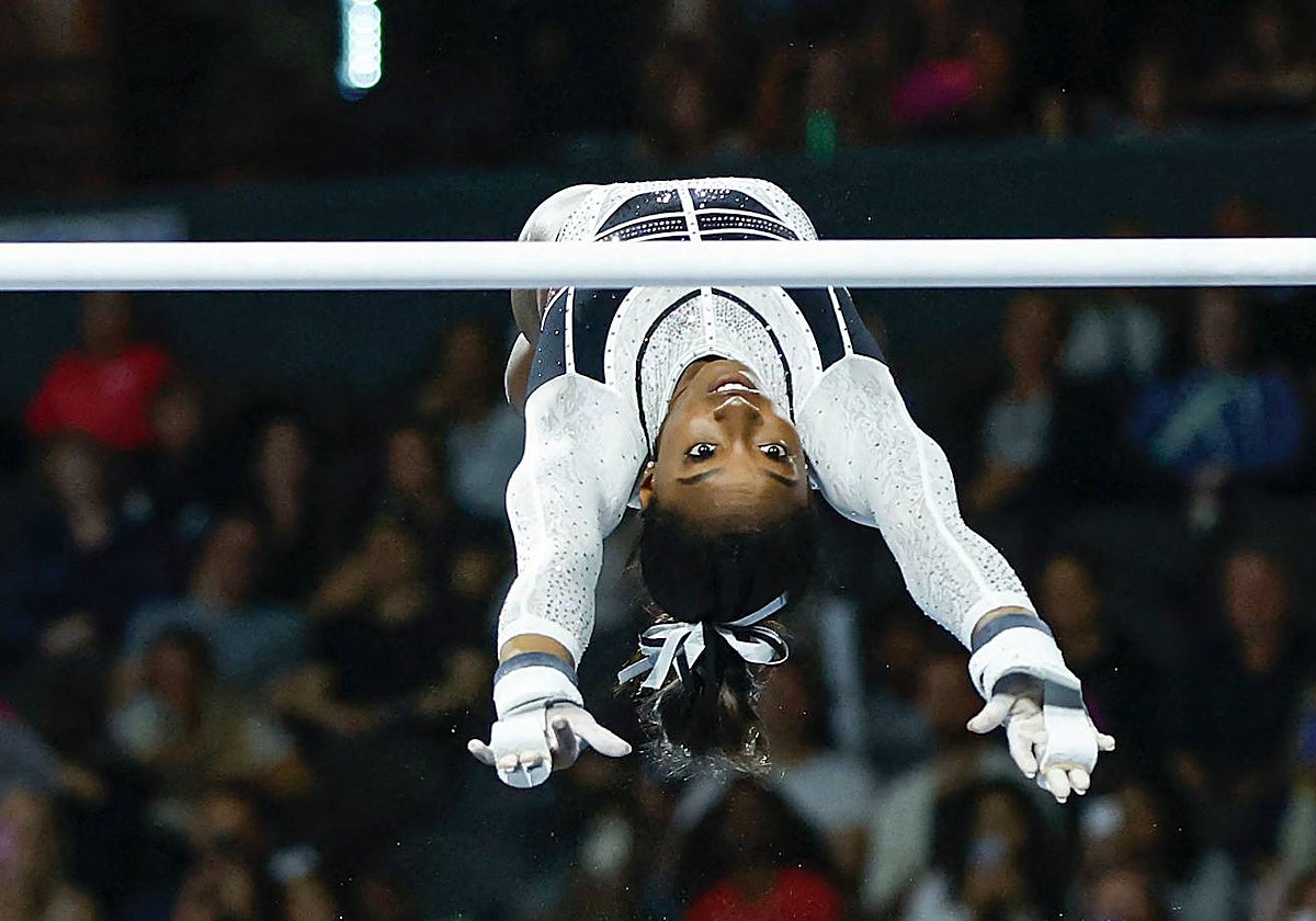 Biles, durante su vuelta a la competición
