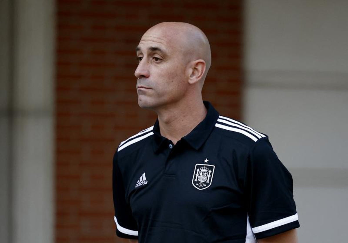 Luis Rubiales, durante la recepción de Pedro Sánchez a las campeonas del mundo