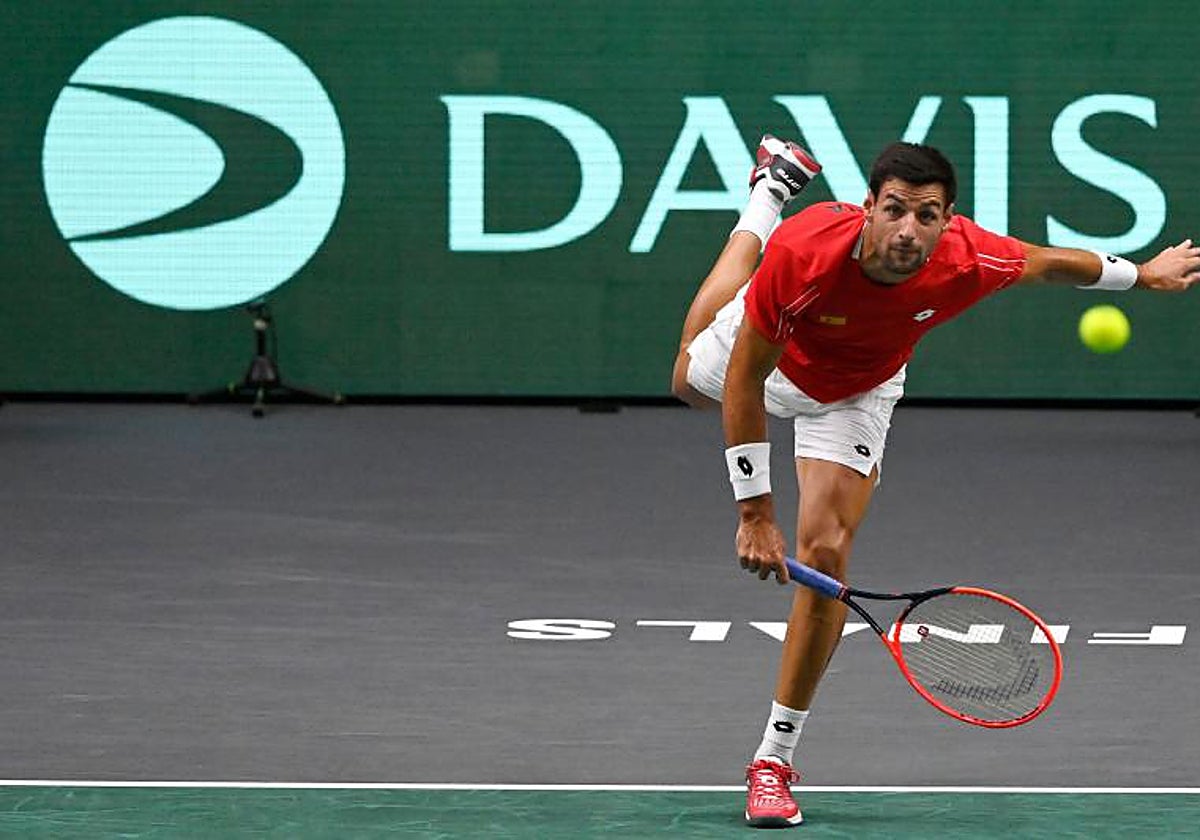 Bernabé Zapata - Tomas Machac en directo. Partido de la Copa Davis