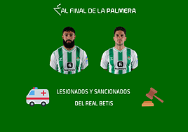 Los lesionados, sancionados y apercibidos del Betis esta semana en los partidos contra el Aris Limassol y Osasuna