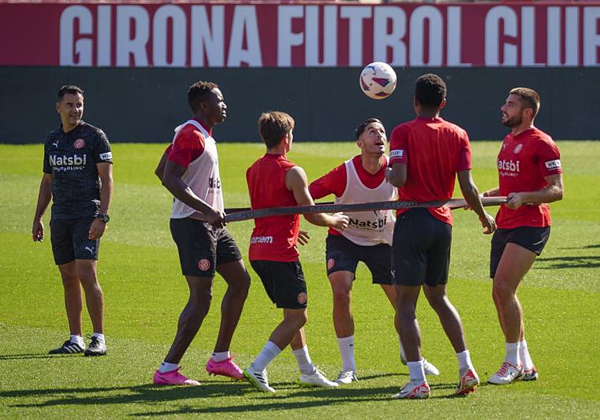 El buen ambiente ha reinado en el entrenamiento del Girona antes de medirse al Real Madrid