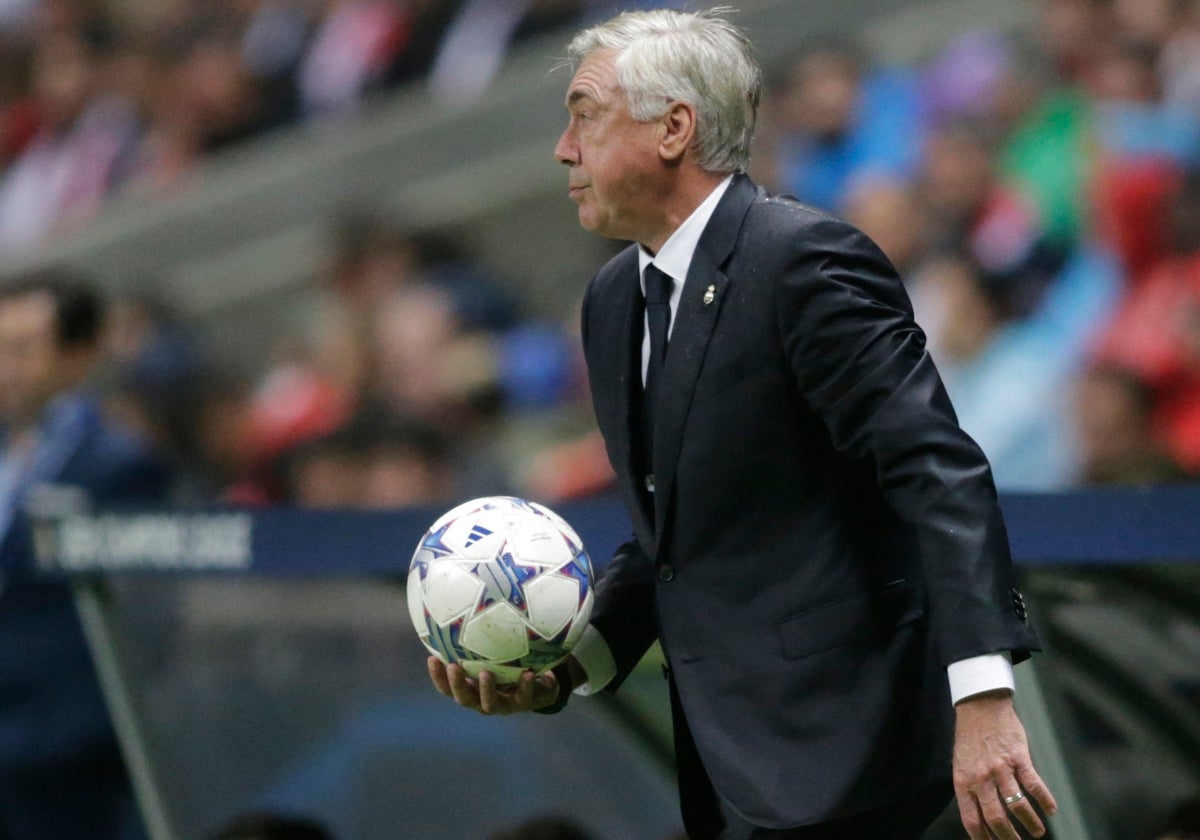 Carlo Ancelotti, en el partido entre el Sporting de Braga y el Real Madrid