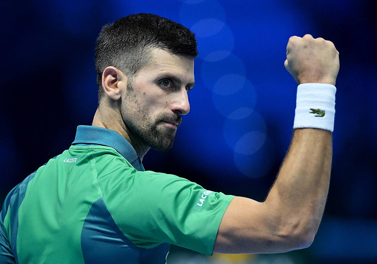 Djokovic celebra su triunfo ante Rune