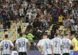 Fuertes enfrentamientos en las gradas del Maracaná en el partido entre Argentina y Brasil