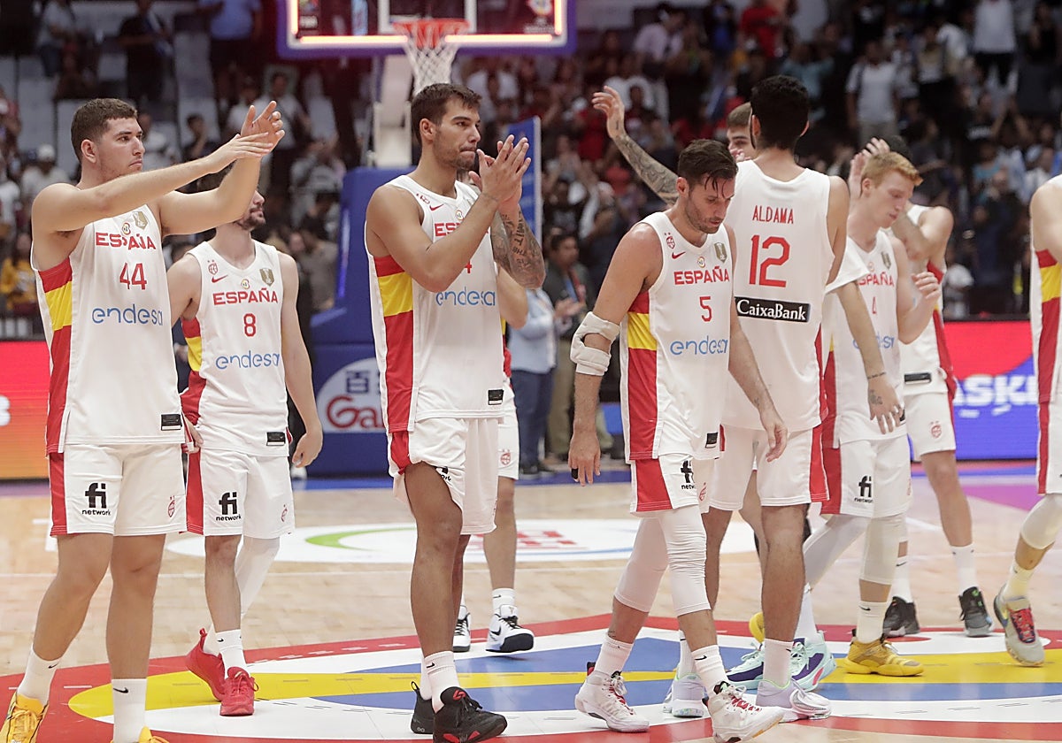 La selección española de baloncesto, en un partido del Mundial jugado en 2023