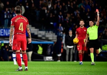 Primera roja para Sergio Ramos en el Sevilla y récord absoluto en el fútbol español