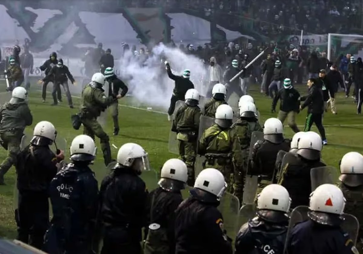 Incidentes en un partido de la liga griega