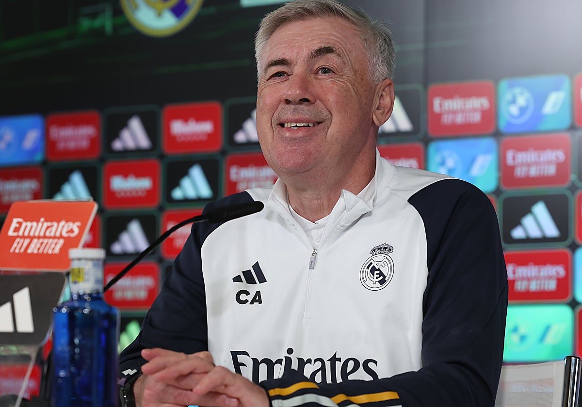 Carlo Ancelotti, este sábado en la previa del Real Madrid -Villarreal