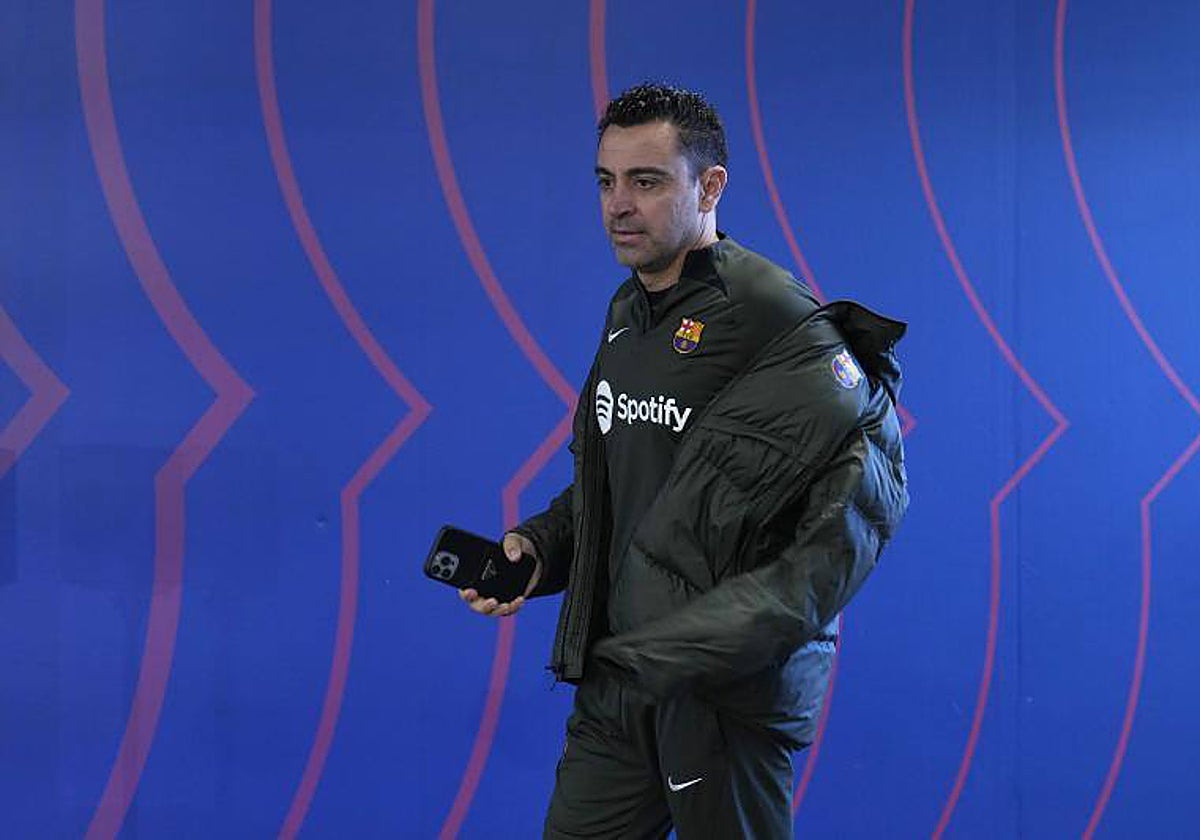 Xavi, este martes, en la previa del Barça-Almería