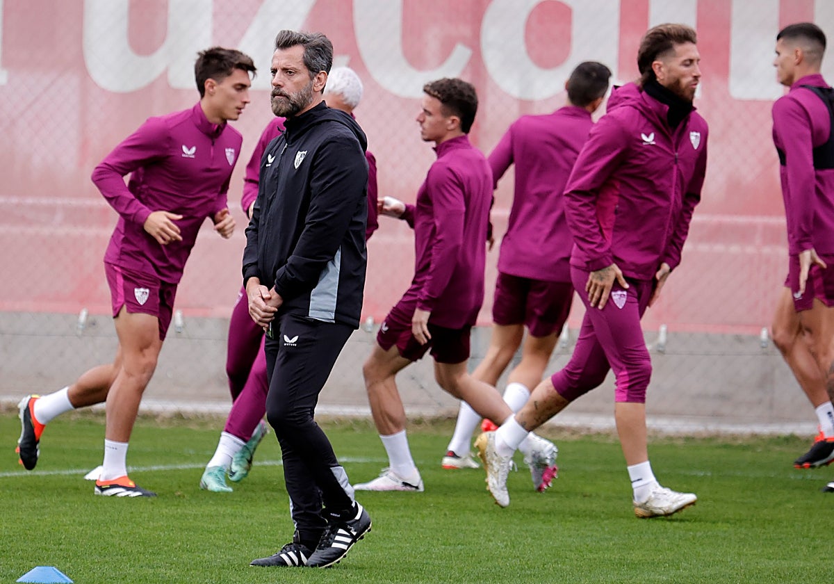 Quique Sánchez Flores, en el entrenamiento previo al partido de Copa ante el Getafe