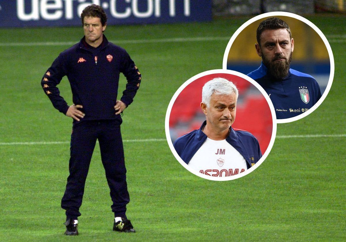 Capello, en su etapa en la Roma, Mourinho y De Rossi