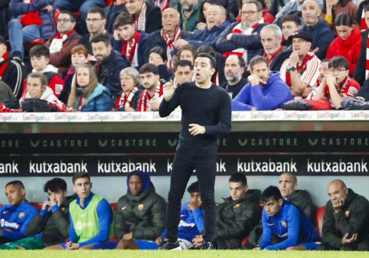 Xavi, durante el partido de Copa ante el Athletic Club