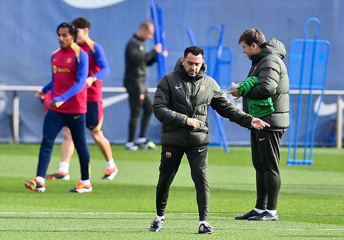 Xavi, durante un entrenamiento
