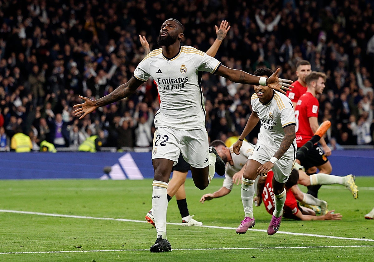 Rudiger, celebrando un gol ante el Mallorca