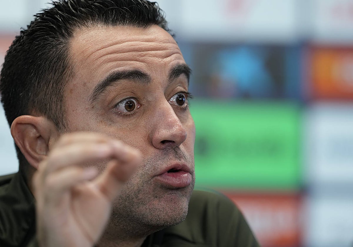 Xavi Hernández, en una de sus ruedas de prensa
