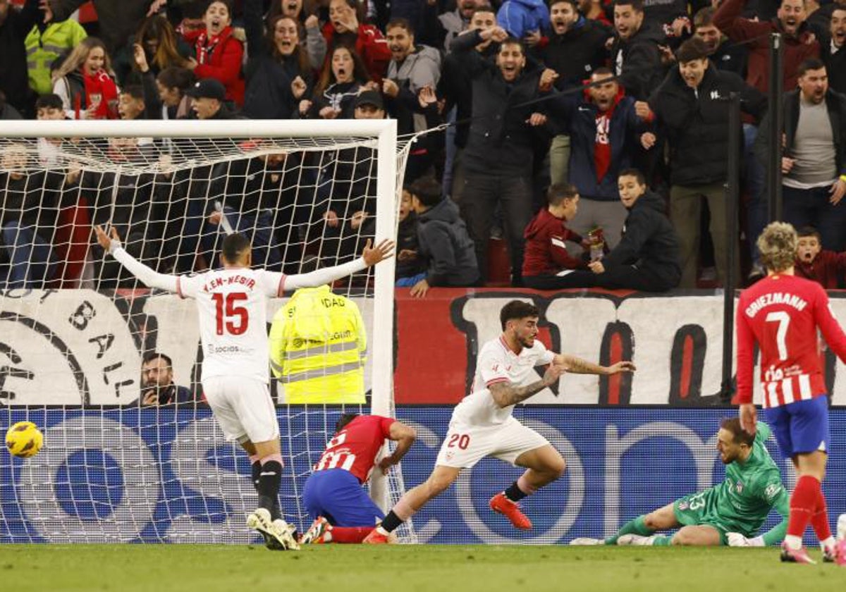 Isaac Romero, tras marcar el 1-0 en el Sevilla-Atlético