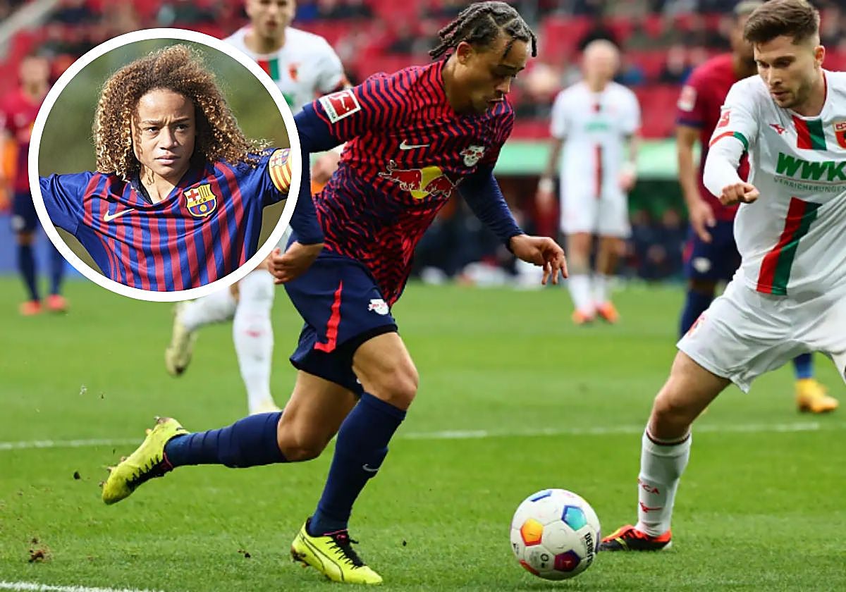 Xavi Simons, en un partido con el Leipzig, rival este martes del Real Madrid