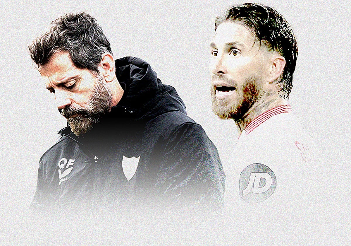 Quique Sánchez Flores y Sergio Ramos