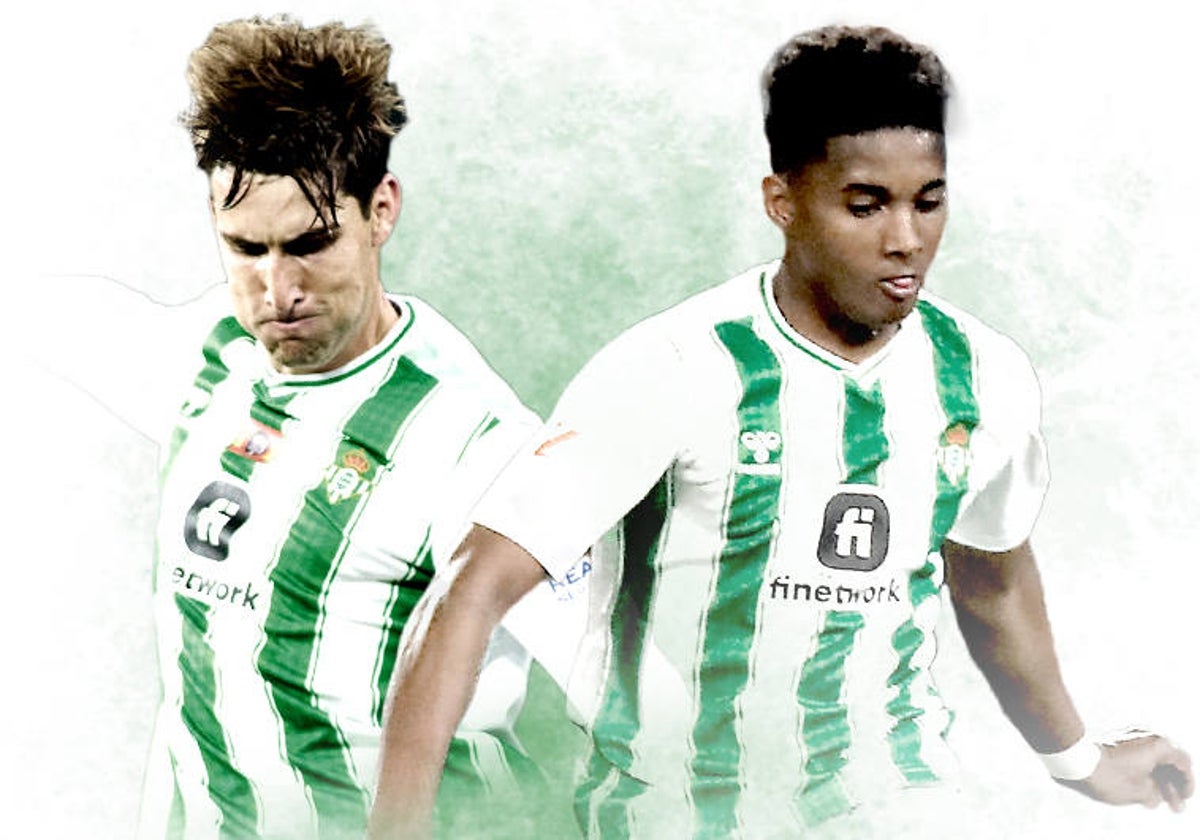 Abner y Miranda, durante partidos del Betis de esta temporada