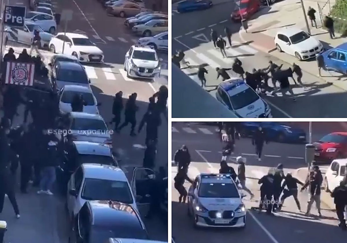 Momentos de la reyerta, a las puertas de un bar de la calle de Calabria