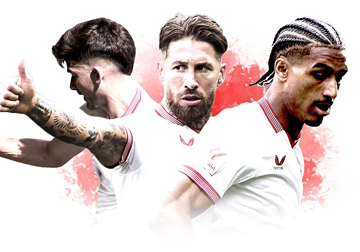 Los sevillistas Kike Salas, Sergio Ramos y Loïc Badé