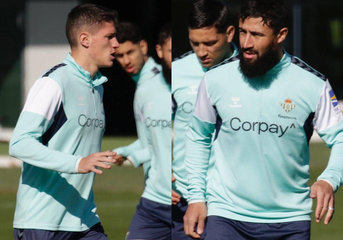 Altimira y Fekir, en el entrenamiento del Betis de este miércoles