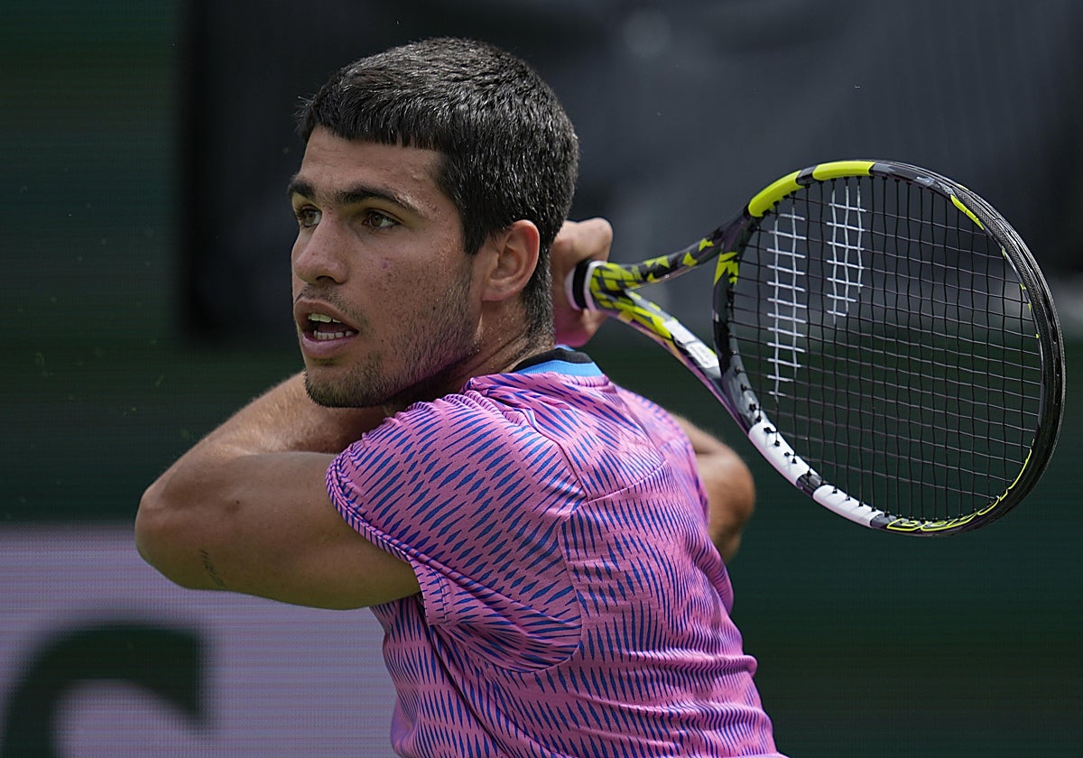 Carlos Alcaraz, durante su partido ante Auger-Aliassime