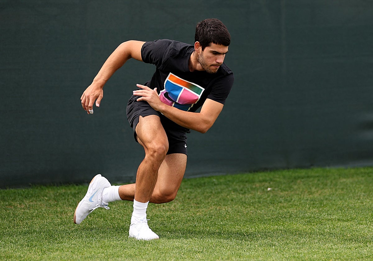 Alcaraz, durante un entrenamiento