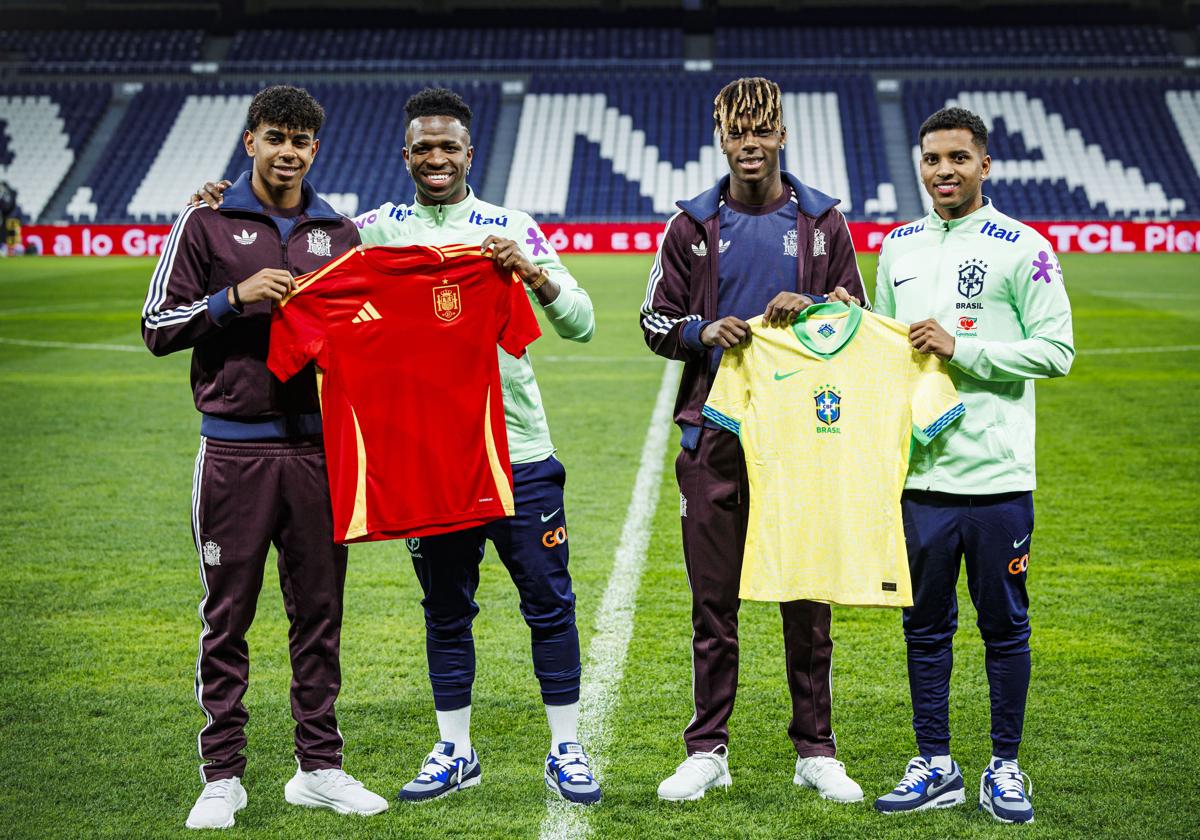 Alineación confirmada de España y Brasil en el partido amistoso de hoy en el Bernabeu