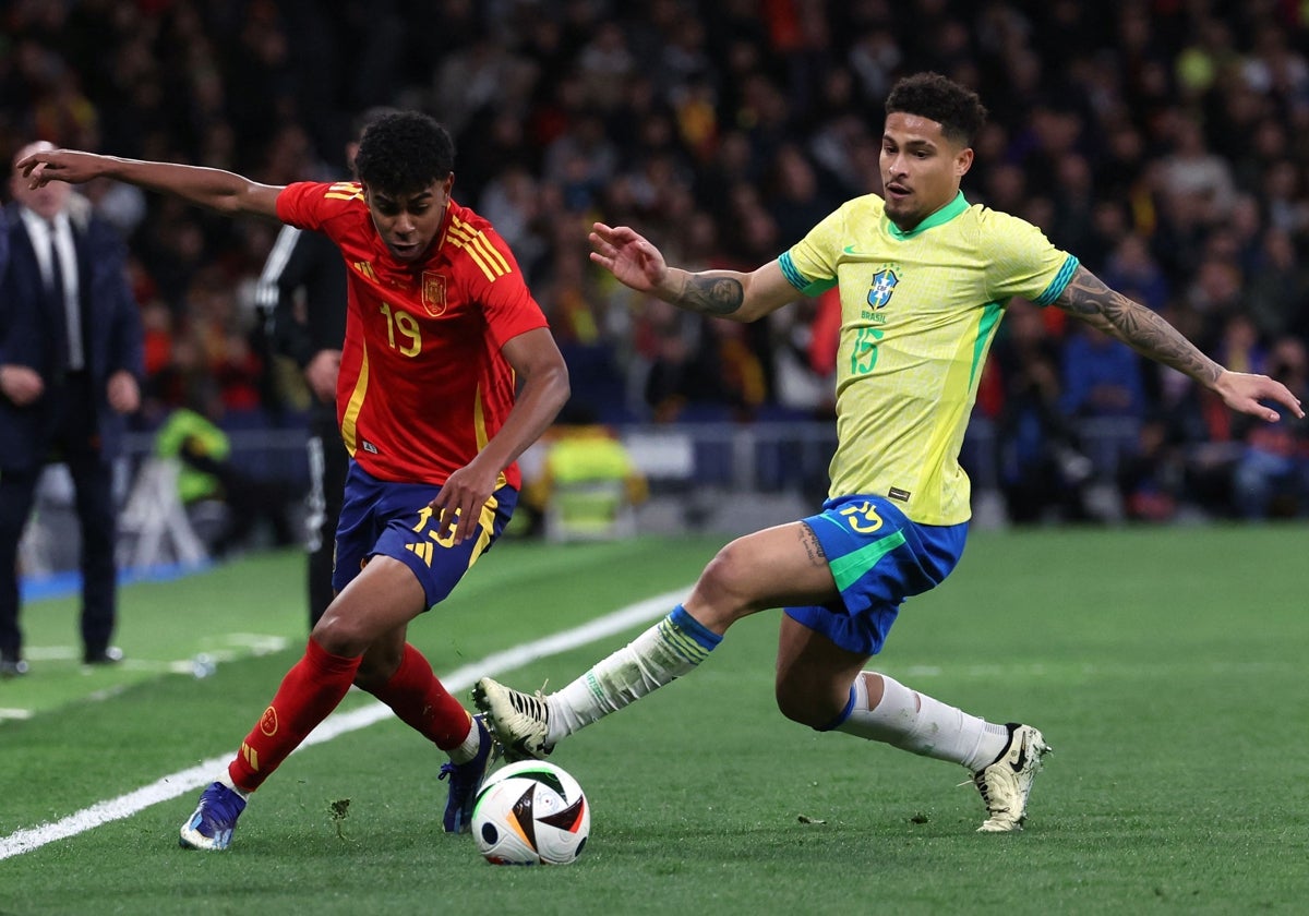 Lamine Yamal, en el partido ante Brasil