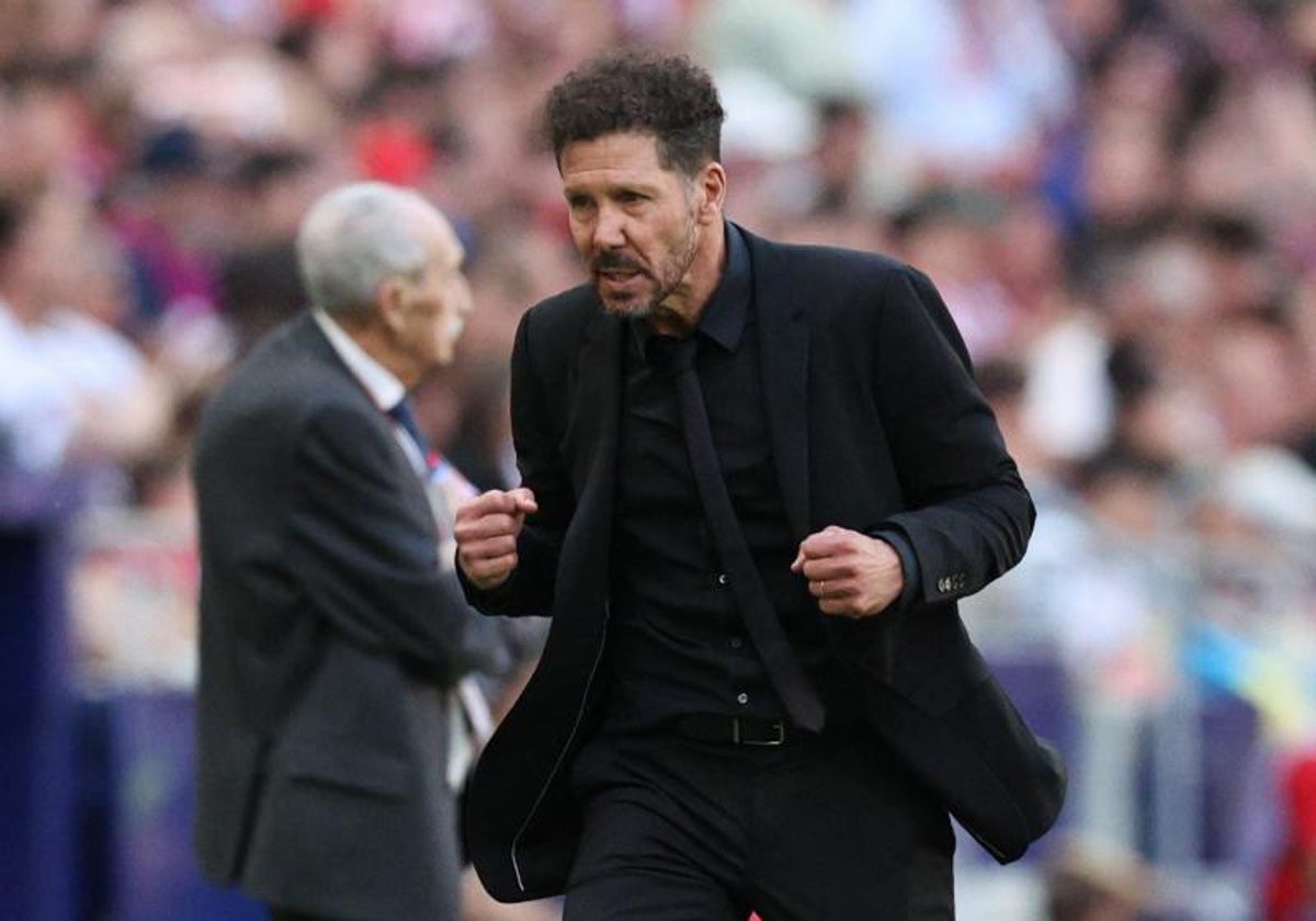 Diego Pablo Simeone celebra el triunfo del Atlético sobre el Girona