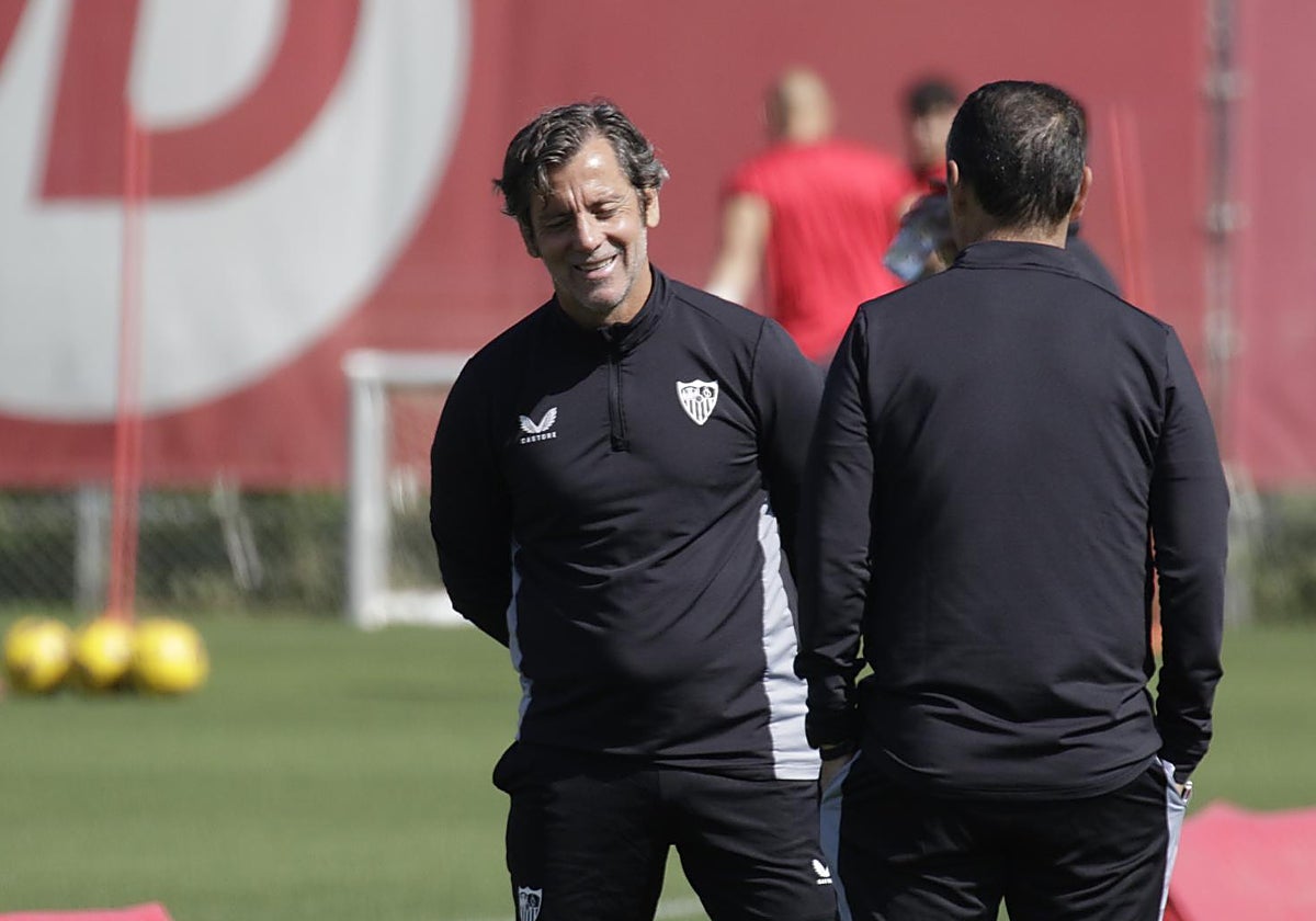 Quique Sánchez Flores, en el entrenamiento de este domingo