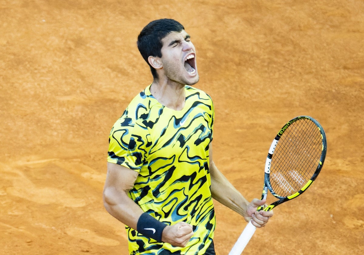 El tenista murciano Carlos Alcaraz durante la final del Mutua Madrid Open 2023