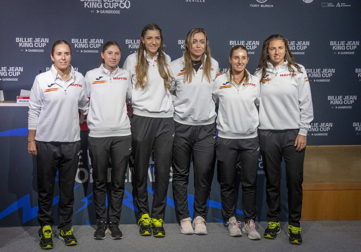 Las integrantes del equipo español en las Finales de la Billie Jean King Cup de Sevilla 2023