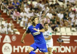 Félix Garreta, en el Albacete-Amorebieta de esta temporada 23-24