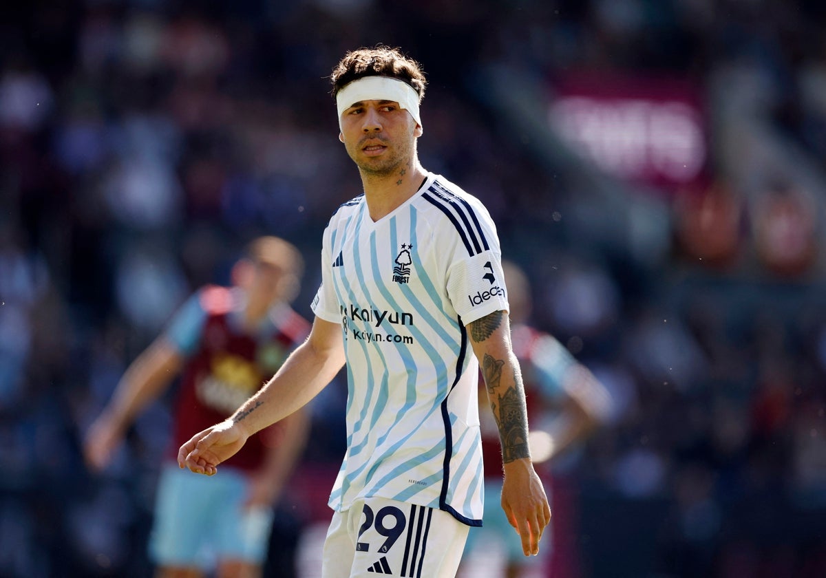 Gonzalo Montiel, durante el último encuentro del Nottingham Forest