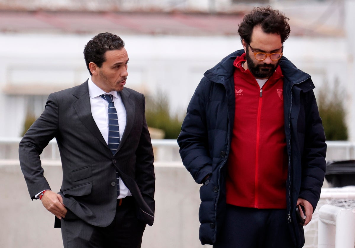 El presidente del Sevilla, José María del Nido Carrasco, junto al director deportivo Víctor Orta