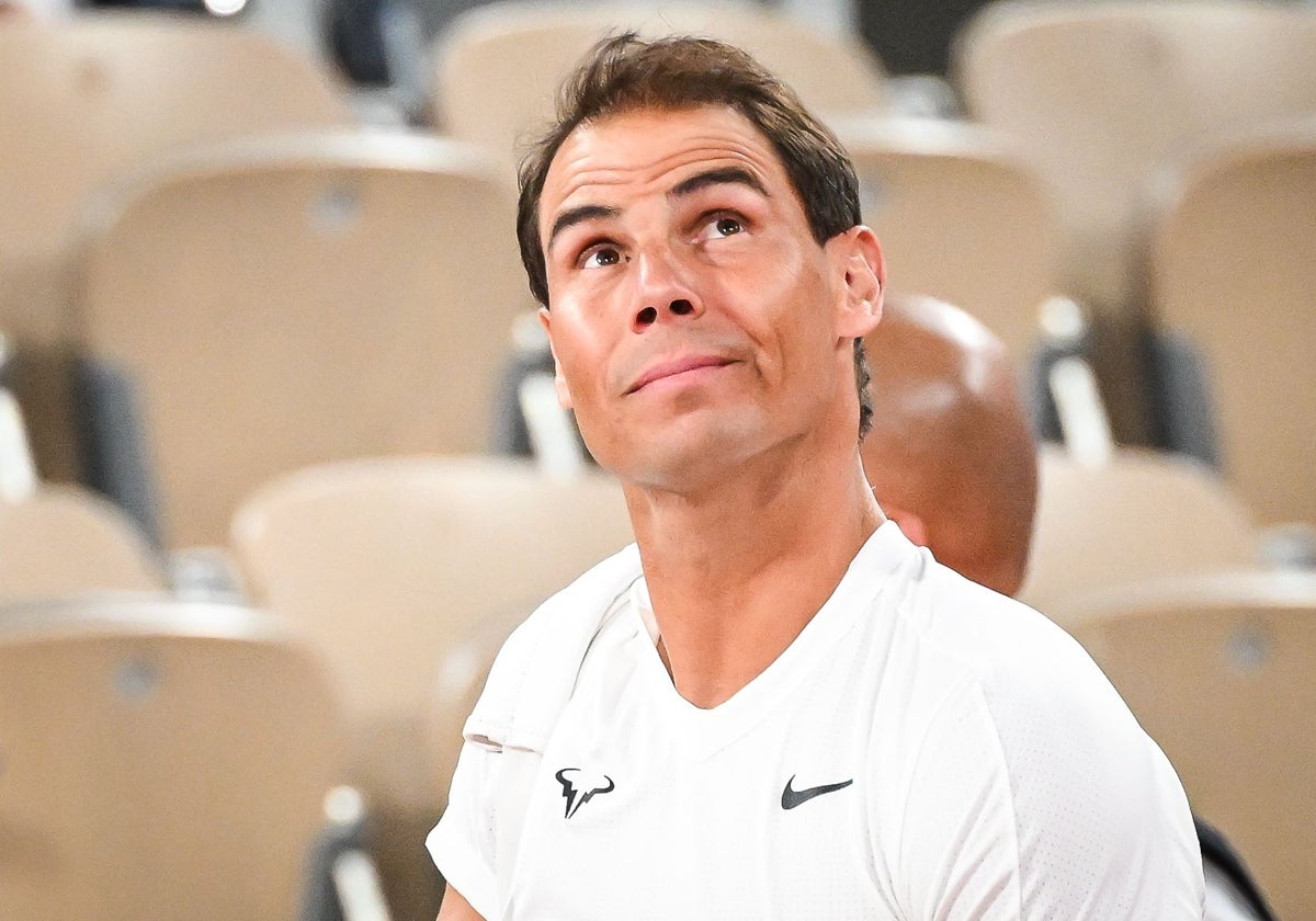 Rafael Nadal, durante un entrenamiento en la Philippe Chatrier