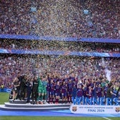 El Barcelona celebra en un San Mamés poblado su Champions League