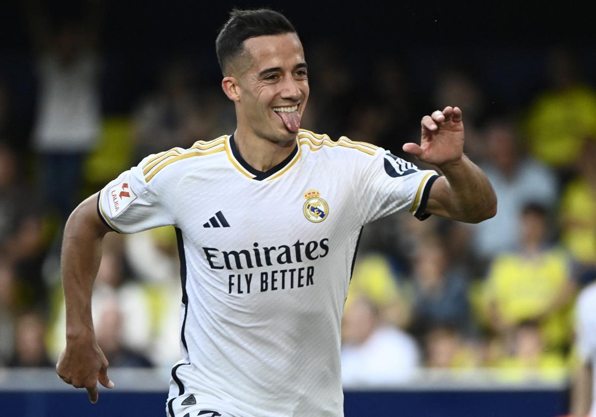 Lucas Vázquez celebra su gol ante el Villarreal