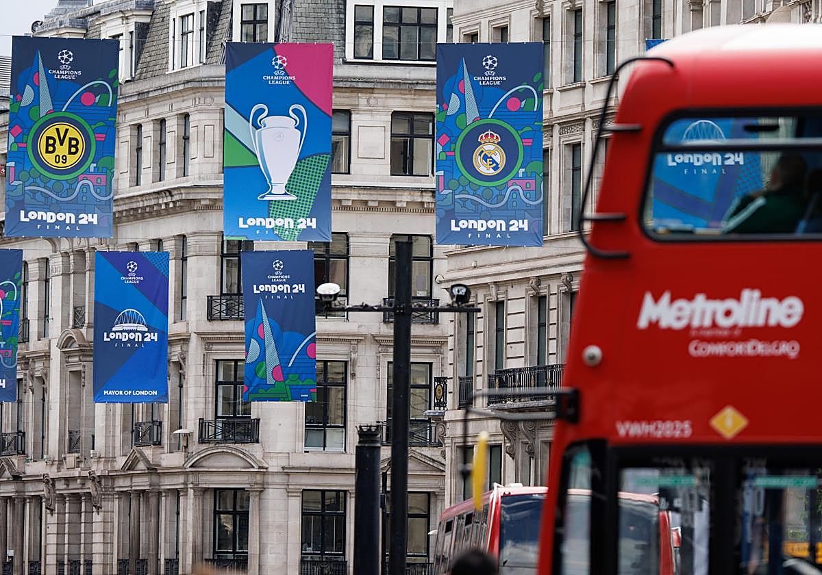 La ciudad de Londres, engalanada para la final de la Champions.