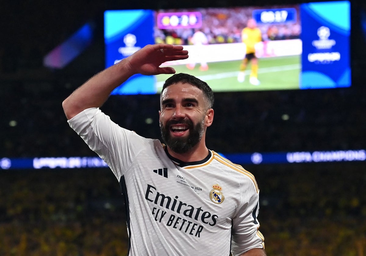 Dani Carvajal en la final ante el Borussia Dortmund