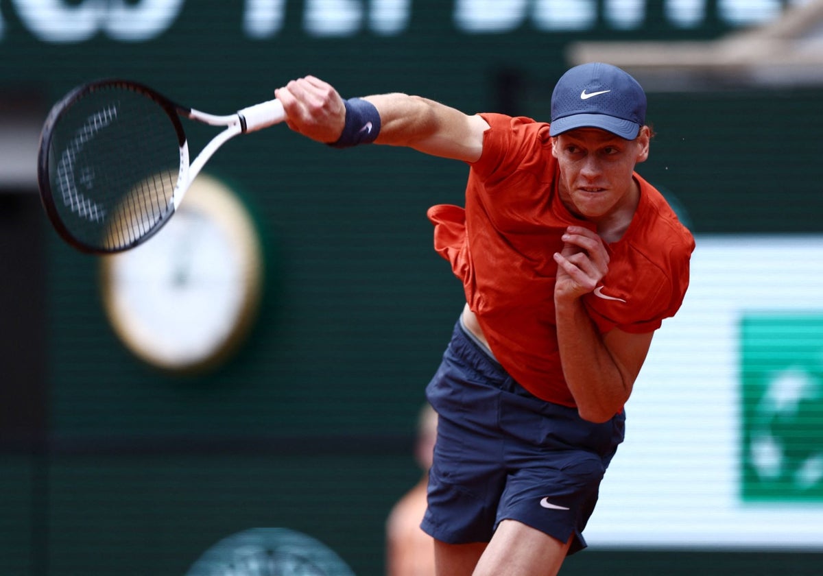 Sinner, durante su partido ante Dimitrov